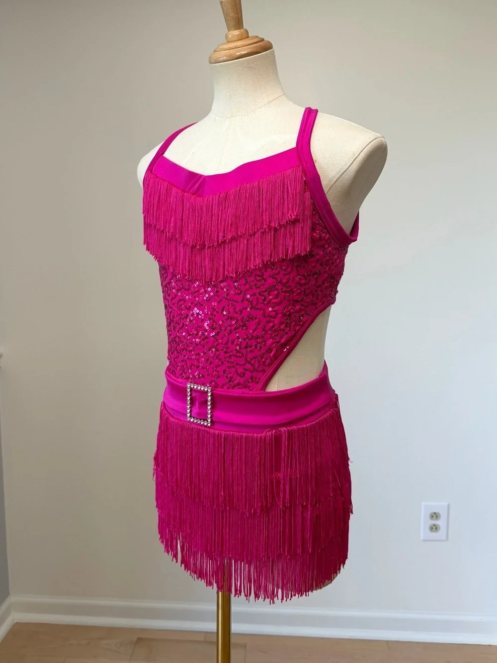 Hot pink fringe dress